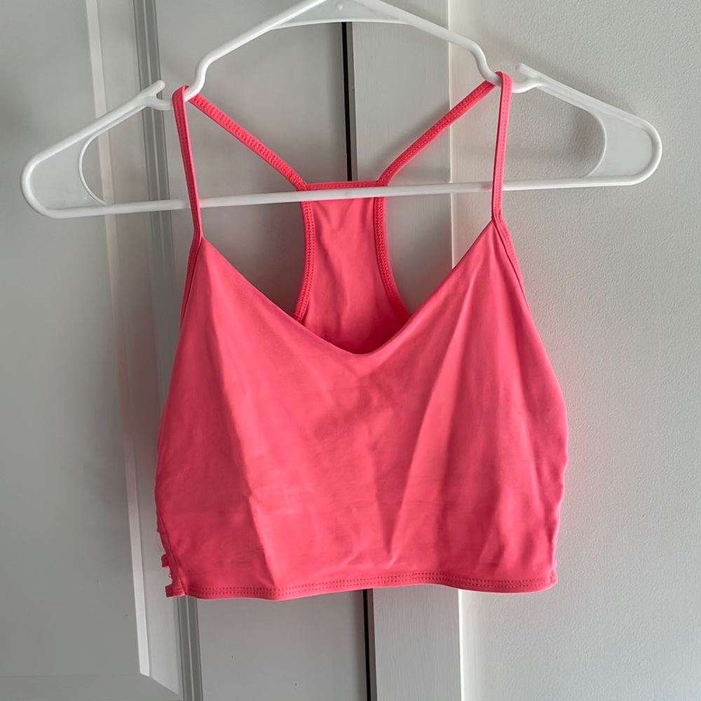 Neon pink sport bra